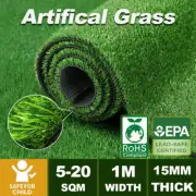 5Sqm Artificial Grass 15mm 1Mx5M Synthetic Turf Fake Grass Mat Plant Plastic Au