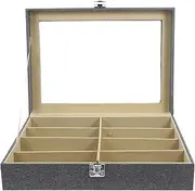 ABOOFAN Sunglasses Storage Organizer with Transparent Lid Compact Glasses Display Box for Home Commercial Use Compartment Eyewear Holder for Sunglasses Jewelry Storage