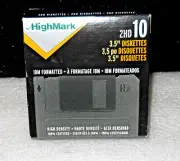 HighMark 2HD 10 Pack High Density IBM Formatted 3.5" Diskettes New Sealed