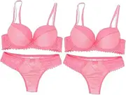 [SHERCHPRY] 2 Sets Adjustable Straps Charming Lace Underwear Women's Set for Honeymoon Wedding Party Pink