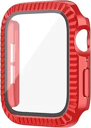 BRRTMTPAOK 10 Pcs/pack, TPU Full Case +Tempered Glass Compatible With Apple Watch Cases 44mm 38mm 40mm 42mm Bumper Compatible With IWatch Series 6 SE 5 4 3 2 1 watch case(RED,38mm Series 321)
