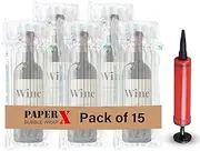 15-Pack Wine Bottle Protector Sleeves, Reusable Bubble Cushion Wrap Inflatable Bags with Pump, Secure for Airplane Travel, Moving, Shipping, Storage, Gift Packing, and Breakage Protection