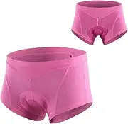 [Oimzzr] Women Bike Underwear 3D Gel Padded Bicycle Briefs MTB Cycling Biking Underwear Shorts Pink XL