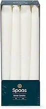 Spaas Taper Dinner Candles 8 Hours, White, 8-Piece