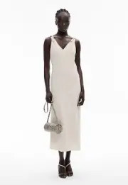 BNWT Witchery Twist Strap Midi Dress Linen Stone Size 8 RRP $195 Summer/Casual