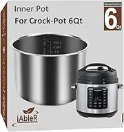 Original Inner Pot for Crock Pot 6 Quart - Stainless Steel Replacement Pot for Crock-Pot 6 Qt Multi-Cooker Crockpot 6 Quart Pressure Cooker 2100467 Accessories Parts