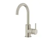 MEIR Round Basin Mixer Tap with Cold Start - Gooseneck - Single Lever - PVD Brushed Nickel