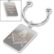 Craft Square and Compass Silver Keyring Engraved