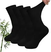 [LOFIR] Business Bamboo Socks for Men: Comfort Socks for Women Soft Breathable Antibacterial Extra Wide without Elastic Waistband without Seam for Everyday Office Travel Seniors 4 Pairs 35-50, black, 43