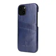 For iPhone 13 Case Deluxe Leather Wallet Back Shell Slim Cover Blue
