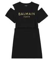 [Balmain Kids] Balmain Kids Cotton jersey T-shirt dress Y 10 black