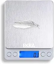 EKRA Digital Kitchen Scale 13 * 11CM, 3kg/0.1g Food Scale with LCD Display - Smart Precision Counting Weighing Baking Scale