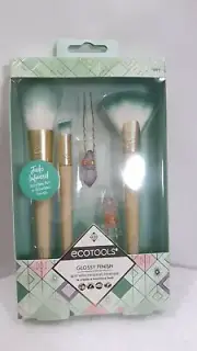 Ecotools Glossy Finish Jade Infused Makeup 3 Powder Brushes Flawless Finish