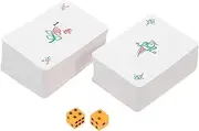 Kisangel 1 Set Mahjong Card Cartoon with Dice Portable Game for Home Parties Travel Present for Friends and Family Printing for Easy Viewing