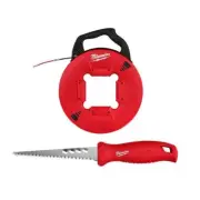 Milwaukee Polyester Fish Tape 200' L w/ Flexible Metal Leader w/ Rasping Jab Saw