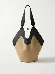 [KHAITE] KHAITE - Lotus Small Textured Leather-trimmed Canvas Tote - Black - One size One size Black