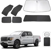 6PCS Windshield Sun Shade Custom Fit 2021-2024 Ford F150 F-150 (Lariat, King Ranch, Platinum, XL XLT Limited Raptor) Accessories Foldable Sunshade Side Rear Window Shade Cover Full Set Keeps Cool