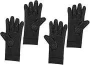[Kisangel] 2 Pair Winter Copper Fiber Compression Gloves for Men Elastic Non Slip Full Finger Cycling Fitness Gloves for Outdoor Sports and Hand Protection for Rehabilitation