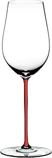 [RIEDEL] Fatto A Mano Riesling/Zinfandel Crystal Wine Glass – Enhances Aroma & Flavour for a Balanced Taste – Elegant Red Stem for a Sophisticated Look – 409 ml Capacity