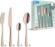 Amefa Austin KUPPER Cutlery Set 24 Pieces PVD Refined Gold Cutlery Set Coloured Dinner Service 18/0 Stainless Steel Cutlery Set for 6 People Copper Dishwasher Safe