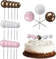 KICHOUSE 50pcs Colorful Cupcake Toppers Decorative Balls for Birthday Party Cake Decorations Small Balloon Shaped Decorations for Cakes Pastries and Chocolates