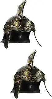 2pcs Realistic Roman Helmet Men's Gladiator Costume Part High Detail Plastic Headwear for Cosplay and Stage Performances
