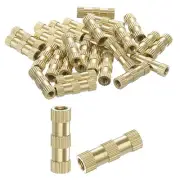 Knurled Insert Nuts, 30Pcs M3 x 16mm(L) x 5mm(OD) Thread Printing Brass Nuts