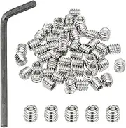 uxcell 1/4-20x1/4 Internal Hex Socket Set Grub Screws, 50 Pcs 304 Stainless Steel Cup Point Set Screw with Hex Key Wrench for Door Handles Bathroom Fixtures