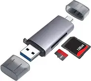 USB SD Card Reader, USB 3.0+Type-C 3.0 TF/SD Dual Read Card Reader Memory Card Supports SDHC/TF/Micro SD/MMC for Laptop SD to USB3.0 Adapter Compatible with Macbook Pro/ipad Pro/Air/Galaxy