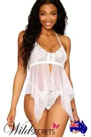 NEW Dreamgirl Demure Dreams 2 Piece Babydoll Set with G-String, Babydoll/Chemise