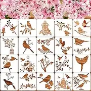 20 Pieces Bird Stencils for Painting Reusable Animal plante Spring Stencil , DIY Template for Painting on Wood Canvas Christmas Decor