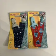 Baby Boy 2 Nuby Pacifier Clips Spaceships & Aliens Paci-finder Cloth All Ages