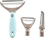 Set of 3 peeler Knife - Stainless Steel Julienne Cabbage Carrot & Potato Peelers - Multi-Function Melon Planer - Kitchen Fruit and Vegetable Peeler - Stainless Steel Blade Non-Slip Handle