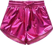 [Allmeingeld] Girls' Metallic Shorts Shiny Hotpants Colourful Sparkly Dance Shorts for 4-13 Years