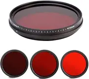 Adjustable Infrared Infrared X-ray Lens Filter 530/590/630/680/720/750 nm, Suitable for 46, 49, 52, 55, 58, 62, 67, 72, 77, 82 mm Digital SLR Cameras(58mm)