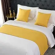 Modern Bed Scarves Decoration Solid Color Bed Runner No Fading Bed Scarf Hotel Bedspread Bedroom Home Bedding Towel Matching Cushion Set,C-1*Pillowcase