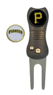 Pittsburgh Pirates MLB Golf Ball Marker + DivotFix Switchblade Divot Repair Tool