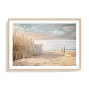 Artey | Sandy Beach, Morning - Framed Print - Natural Frame - 50 x 70cm
