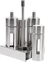 Cabilock Stainless Steel Seasoning Containers Set Spice Jars Base Stand Transparent Design for Easy Recognition Rustproof Sauce and Vinegar Bottles for Kitchen Use