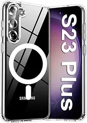 RUNGOS Magnetic Clear for Samsung S23 Plus / S23+ Case Magsafe (Strong Magnetic) [Crystal Clear] [Military Grade Drop Protection] Hard Shockproof Case for Samsung Galaxy S23 Plus Case 6.6'' 2023
