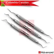 Dental Columbia Curettes Set Of 3 Subgingival Calculus Remover Hygienist Scalers