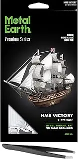 Fascinations Metal Earth Premium Series HMS Victory 3D Metal Model Kit Bundle with Tweezers