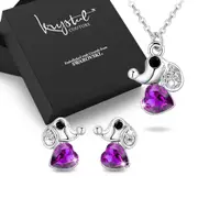 Boxed Cute Elephant Necklace and Earrings Set Embellished with SWAROVSKI® crystals