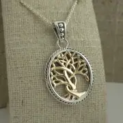 10K & Sterling Silver Celtic Tree of Life Pendant KEITH JACK Jewelry Gift Boxed