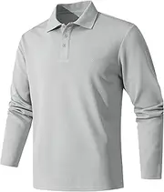 [UTWGN] Men's Long Sleeve Polo Shirt Quick Dry Performance Tactical Shirts Daily Casual Stylish Collared Shirts for Men