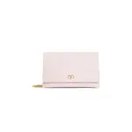 [VALENTINO] VLogo Grainy Leather Wallet with Chain Pink