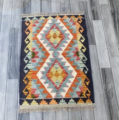Handmade Chobi Kilim Wool Rug, Bohemian Rug,Kuchi Rugs, 85 CM X 61 CM ( SS#50)
