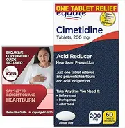 Cimetidine 200 mg, 60 Tablets | Fast-Acting OTC Heartburn Relief, Acid Reducer for Stomach Discomfort, Indigestion & Sour Stomach, H2 Blocker + Better Idea Guide Included