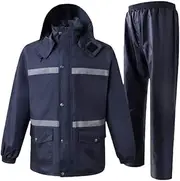 Safety Vest High Vis, Rainproof Reflective Suit, Safety Jacket Navy Blue Oxford Cloth Raincoat Waterproof and Breathable Rain Gear Construction Vest