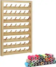 Wall-Mounted Thread Stand Rack 48 Spool Foldable Wood Hold Organizer